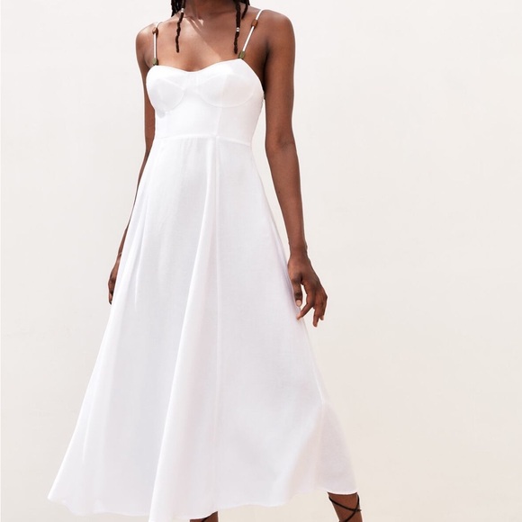 Zara Dresses & Skirts - White Spaghetti Strap Midi Dress